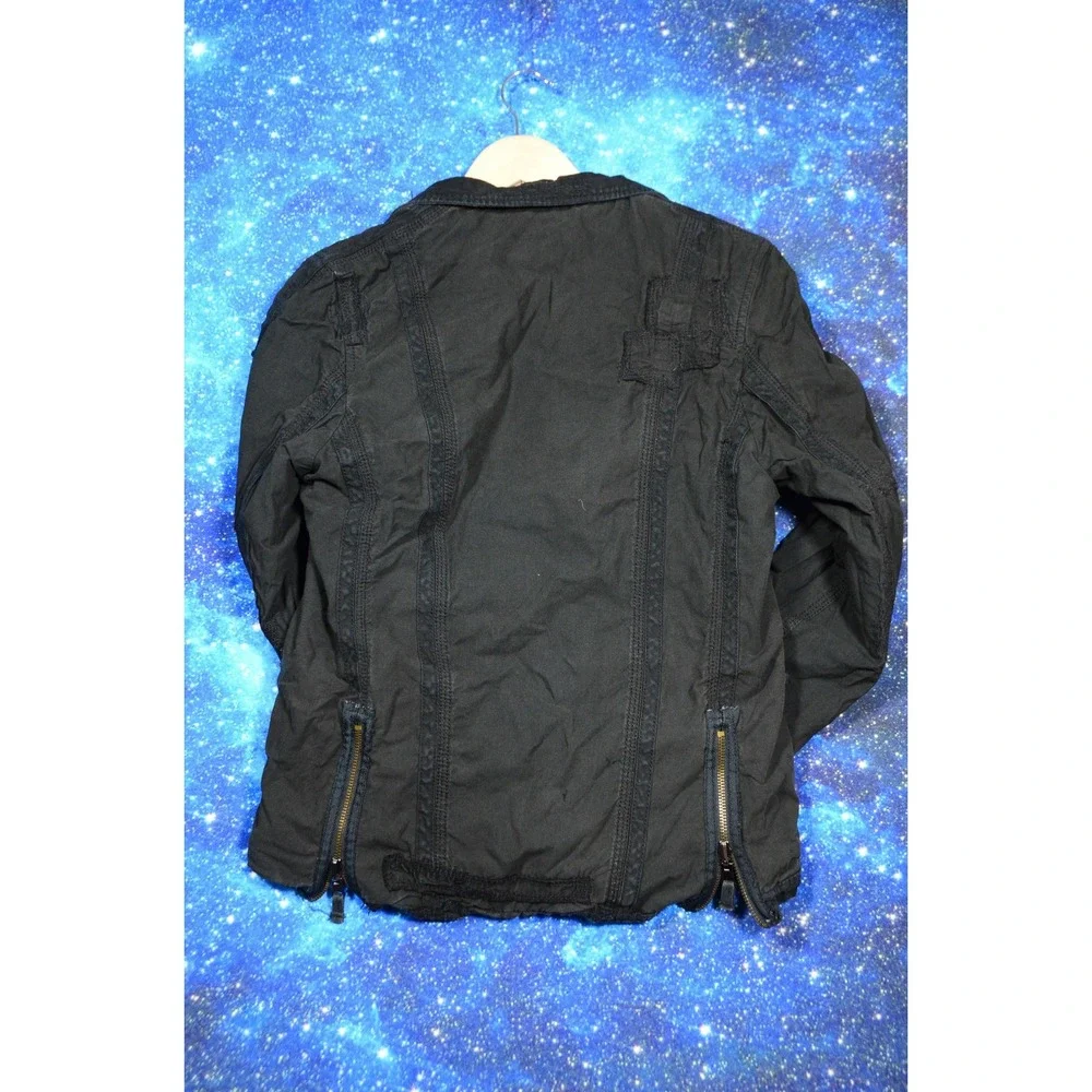Triple Five Soul Blazer Jacket Medium Black Military Canvas Zip Pockets